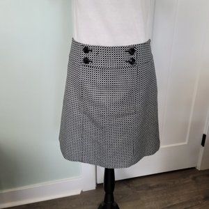 Ann Taylor Black & White Print  lined Skirt 12 Petite